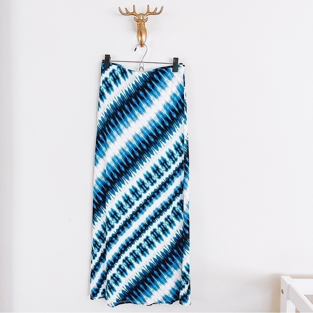 Laundry by Shelli Segal Women's Blue/White Maxi Skirt Size Small